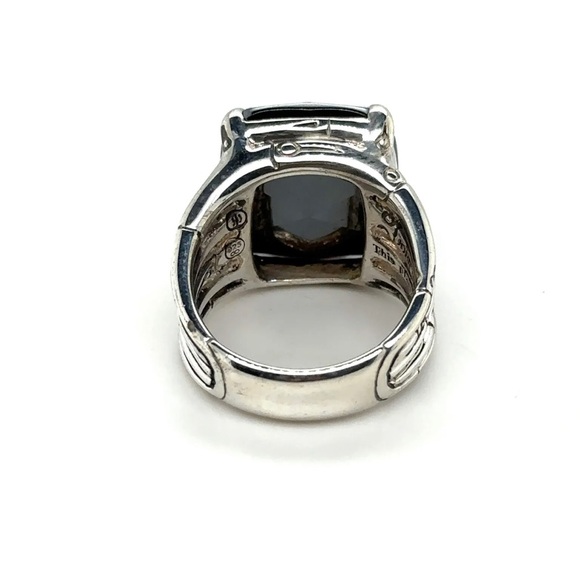 John Hardy Sterling Silver Bamboo Hematite Ring - Picture 3 of 7
